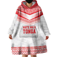 Custom Mate Ma'a Tonga Heritage Wearable Blanket Hoodie Pacific Tribal Rugby White Edition - Polynesian Pride