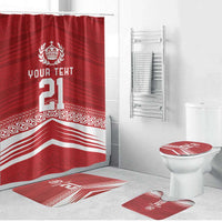 Custom Pacific Rugby Spirit Bathroom Set Tonga Ngatu Pride Red Edition - Polynesian Pride