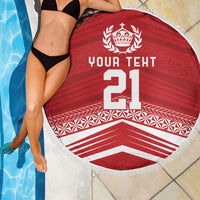Custom Pacific Rugby Spirit Beach Blanket Tonga Ngatu Pride Red Edition - Polynesian Pride