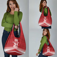 Custom Pacific Rugby Spirit Grocery Bag Tonga Ngatu Pride Red Edition - Polynesian Pride