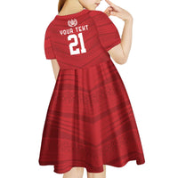 Custom Pacific Rugby Spirit Kid Short Sleeve Dress Tonga Ngatu Pride Red Edition - Polynesian Pride