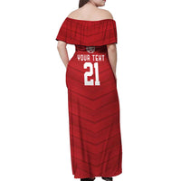 Custom Pacific Rugby Spirit Off Shoulder Maxi Dress Tonga Ngatu Pride Red Edition - Polynesian Pride