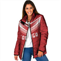 Custom Pacific Rugby Spirit Padded Jacket Tonga Ngatu Pride Red Edition - Polynesian Pride