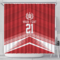 Custom Pacific Rugby Spirit Shower Curtain Tonga Ngatu Pride Red Edition - Polynesian Pride