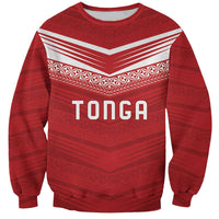 Custom Pacific Rugby Spirit Sweatshirt Tonga Ngatu Pride Red Edition - Polynesian Pride