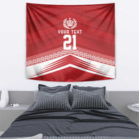 Custom Pacific Rugby Spirit Tapestry Tonga Ngatu Pride Red Edition - Polynesian Pride
