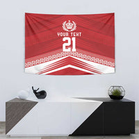 Custom Pacific Rugby Spirit Tapestry Tonga Ngatu Pride Red Edition - Polynesian Pride