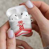 Custom Pacific Rugby Spirit AirPods Case Tonga Ngatu Pride White Edition - Polynesian Pride