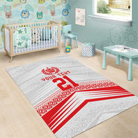 Custom Pacific Rugby Spirit Area Rug Tonga Ngatu Pride White Edition - Polynesian Pride