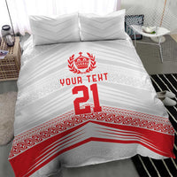 Custom Pacific Rugby Spirit Bedding Set Tonga Ngatu Pride White Edition - Polynesian Pride