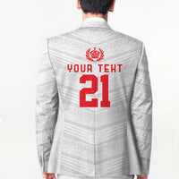 Custom Pacific Rugby Spirit Blazer Tonga Ngatu Pride White Edition - Polynesian Pride