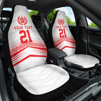 Custom Pacific Rugby Spirit Car Seat Cover Tonga Ngatu Pride White Edition - Polynesian Pride