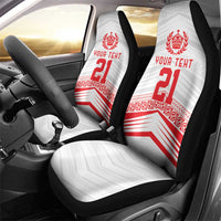 Custom Pacific Rugby Spirit Car Seat Cover Tonga Ngatu Pride White Edition - Polynesian Pride