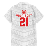 Custom Pacific Rugby Spirit Family Matching Off The Shoulder Long Sleeve Dress and Hawaiian Shirt Tonga Ngatu Pride White Edition - Polynesian Pride