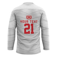 Custom Pacific Rugby Spirit Hockey Jersey Tonga Ngatu Pride White Edition - Polynesian Pride