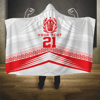 Custom Pacific Rugby Spirit Hooded Blanket Tonga Ngatu Pride White Edition - Polynesian Pride