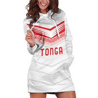 Custom Pacific Rugby Spirit Hoodie Dress Tonga Ngatu Pride White Edition - Polynesian Pride