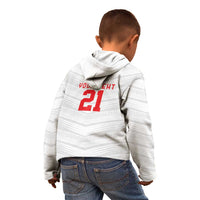 Custom Pacific Rugby Spirit Kid Hoodie Tonga Ngatu Pride White Edition - Polynesian Pride