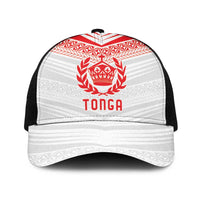 Pacific Rugby Spirit Mesh Trucker Cap Tonga Ngatu Pride White Edition LT9 One Size Black White - Polynesian Pride