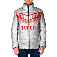 Custom Pacific Rugby Spirit Padded Jacket Tonga Ngatu Pride White Edition - Polynesian Pride