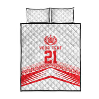 Custom Pacific Rugby Spirit Quilt Bed Set Tonga Ngatu Pride White Edition - Polynesian Pride