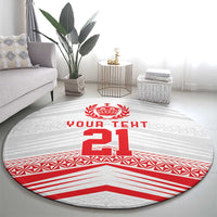 Custom Pacific Rugby Spirit Round Carpet Tonga Ngatu Pride White Edition - Polynesian Pride