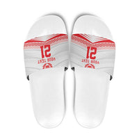 Custom Pacific Rugby Spirit Slide Sandals Tonga Ngatu Pride White Edition - Polynesian Pride