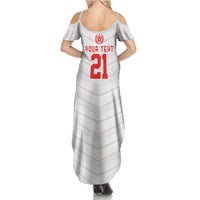 Custom Pacific Rugby Spirit Summer Maxi Dress Tonga Ngatu Pride White Edition - Polynesian Pride