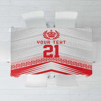 Custom Pacific Rugby Spirit Tablecloth Tonga Ngatu Pride White Edition - Polynesian Pride