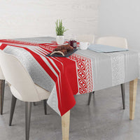 Custom Pacific Rugby Spirit Tablecloth Tonga Ngatu Pride White Edition - Polynesian Pride