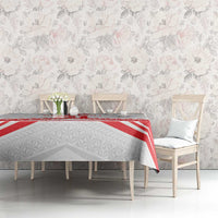 Custom Pacific Rugby Spirit Tablecloth Tonga Ngatu Pride White Edition - Polynesian Pride