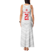 Custom Pacific Rugby Spirit Tank Maxi Dress Tonga Ngatu Pride White Edition - Polynesian Pride