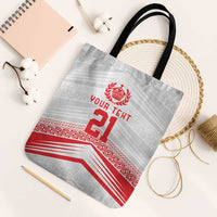Custom Pacific Rugby Spirit Tote Bag Tonga Ngatu Pride White Edition - Polynesian Pride