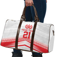 Custom Pacific Rugby Spirit Travel Bag Tonga Ngatu Pride White Edition - Polynesian Pride