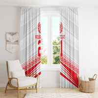 Custom Pacific Rugby Spirit Window Curtain Tonga Ngatu Pride White Edition - Polynesian Pride
