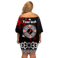 New Zealand Waitangi Day Personalised Off Shoulder Short Dress Aotearoa Te Ra O Waitangi With Maori Tattoo LT9 - Polynesian Pride