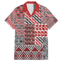 Aotearoa Kowhaiwhai Taniko Patchwork Motifs Family Matching Long Sleeve Bodycon Dress and Hawaiian Shirt