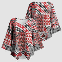 Aotearoa Kowhaiwhai Taniko Patchwork Motifs Kimono Sleeve Blouse - Polynesian Pride