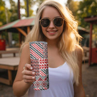 Aotearoa Kowhaiwhai Taniko Patchwork Motifs Skinny Tumbler