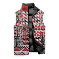 Aotearoa Kowhaiwhai Taniko Patchwork Motifs Sleeveless Puffer Jacket - Polynesian Pride
