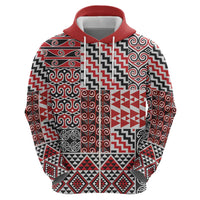 Aotearoa Kowhaiwhai Taniko Patchwork Motifs Zip Hoodie LT9 - Polynesian Pride