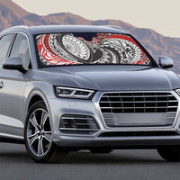 Aotearoa Maori Rugby Tribal Tattoo Auto Sun Shade Kowhaiwhai Taniko Patchwork Motifs - Polynesian Pride