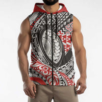Aotearoa Maori Rugby Tribal Tattoo Sleeveless Zip Hoodie Kowhaiwhai Taniko Patchwork Motifs LT9