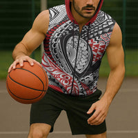 Aotearoa Maori Rugby Tribal Tattoo Sleeveless Zip Hoodie Kowhaiwhai Taniko Patchwork Motifs LT9