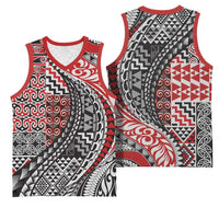 Aotearoa Maori Tribal Tattoo Basketball Jersey Kowhaiwhai Taniko Patchwork Motifs - Polynesian Pride