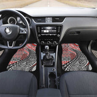 Aotearoa Maori Tribal Tattoo Car Mats Kowhaiwhai Taniko Patchwork Motifs LT9 Set 2pcs - Front Red - Polynesian Pride