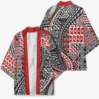Aotearoa Maori Tribal Tattoo Kimono Kowhaiwhai Taniko Patchwork Motifs - Polynesian Pride