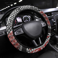 Aotearoa Maori Tribal Tattoo Steering Wheel Cover Kowhaiwhai Taniko Patchwork Motifs