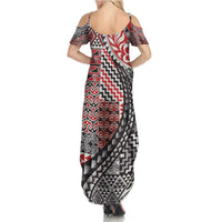 Aotearoa Maori Tribal Tattoo Summer Maxi Dress Kowhaiwhai Taniko Patchwork Motifs
