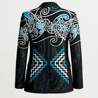 Blue Aotearoa Tukutuku Manawa Tapu Blazer Ta Moko Toi Maori - Polynesian Pride